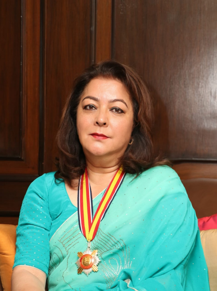 Nepal-India Chamber of Commerce & Industry(NICCI) President Shreejana Rana received Suprawal Jana Sewa Shree Medal from President Ram Chandra Paudel.